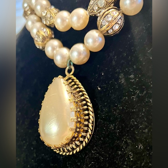 π₯ VINTAGE 3 PIECE SET-GORGEOUS PEARL AND DIAMOND CRYSTAL ELEGANT CLASSICπ₯ - Picture 7 of 12